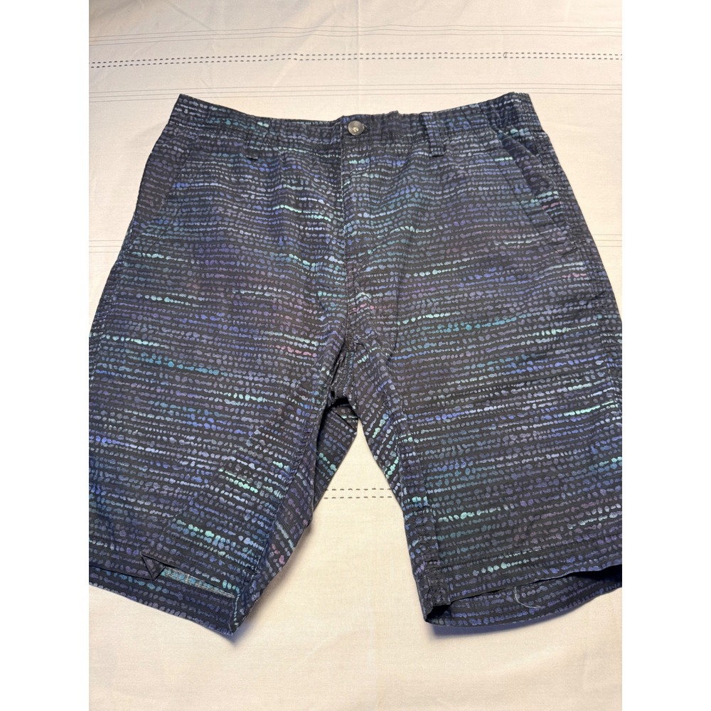 Calvin Klein Mens Blue Purple Dotted Stripe Flat Front Shorts Size 34